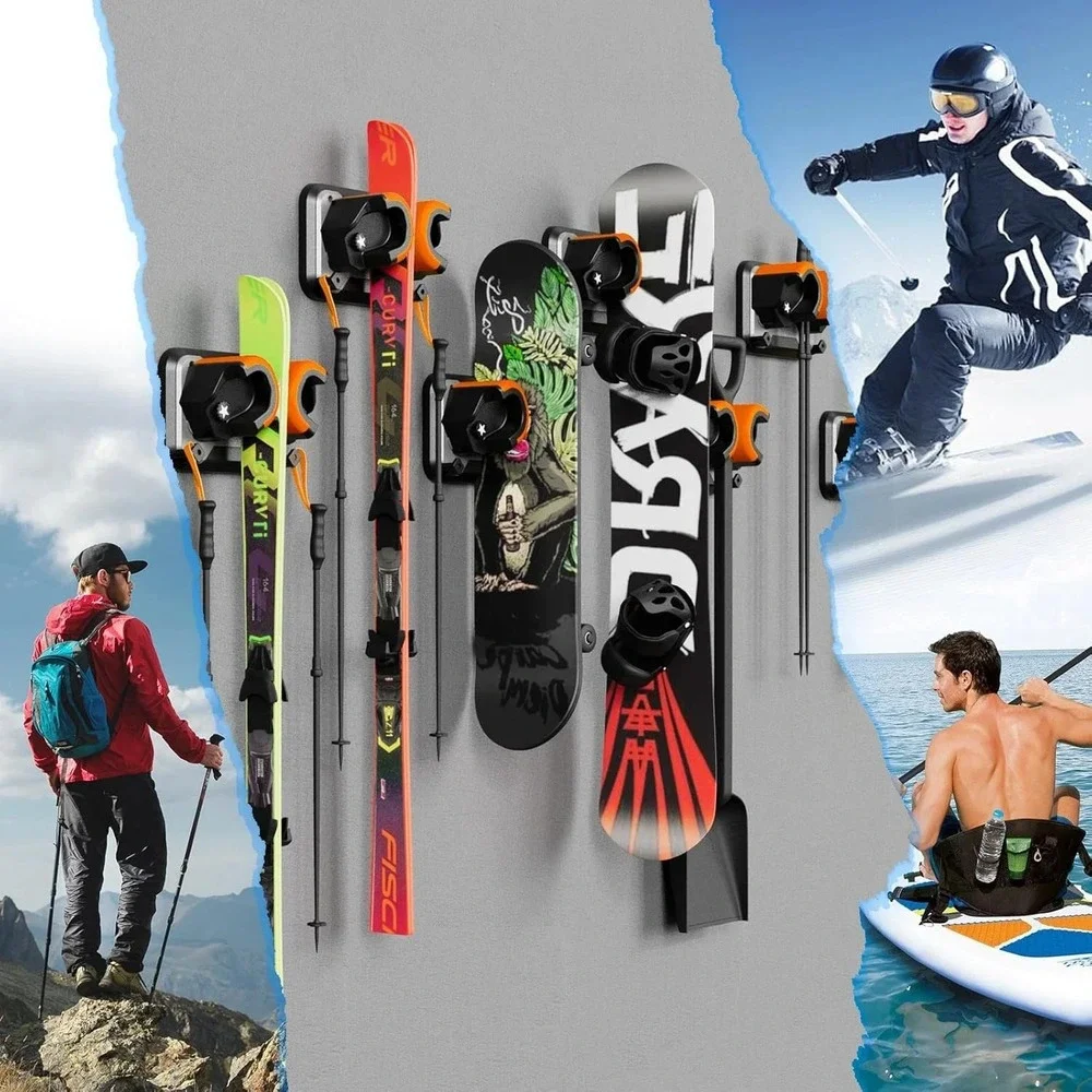 2 Pack Snowboard, Ski, and Skateboard Wall Mount Rack – Multi-Purpose Garage NEW